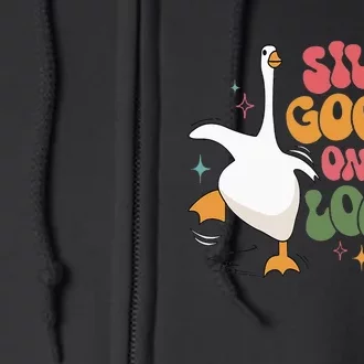 Silly Goose On The Loose Retro Groovy Silly Goose Club Full Zip Hoodie