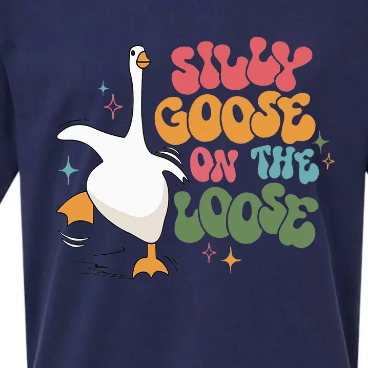 Silly Goose On The Loose Retro Groovy Silly Goose Club Sueded Cloud Jersey T-Shirt