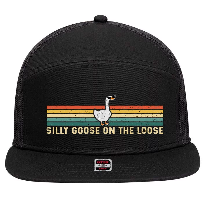 Silly Goose On The Loose Funny Silly Goose University 7 Panel Mesh Trucker Snapback Hat