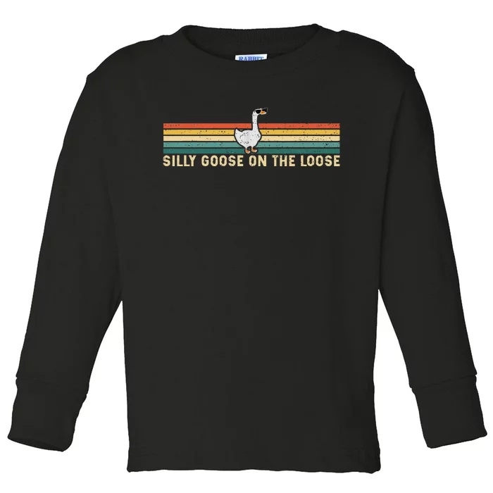 Silly Goose On The Loose Funny Silly Goose University Toddler Long Sleeve Shirt