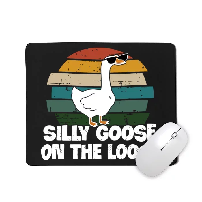 Silly Goose On The Loose Funny Retro Vintage Gift Idea Trending Mousepad