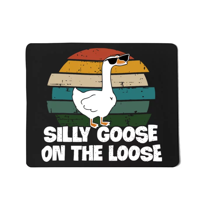 Silly Goose On The Loose Funny Retro Vintage Gift Idea Trending Mousepad