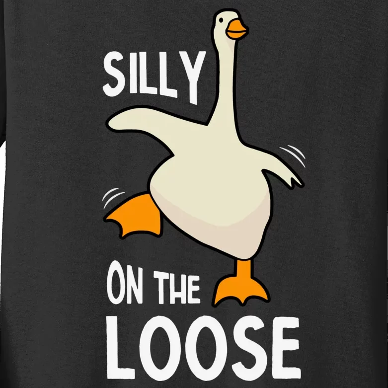 Silly Goose On The Loose Stupid And Silly Goose Kids Long Sleeve Shirt