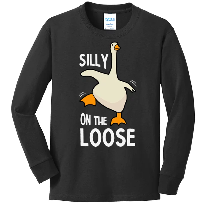 Silly Goose On The Loose Stupid And Silly Goose Kids Long Sleeve Shirt