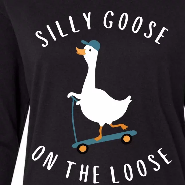 Silly Goose On The Loose Womens Cotton Relaxed Long Sleeve T-Shirt