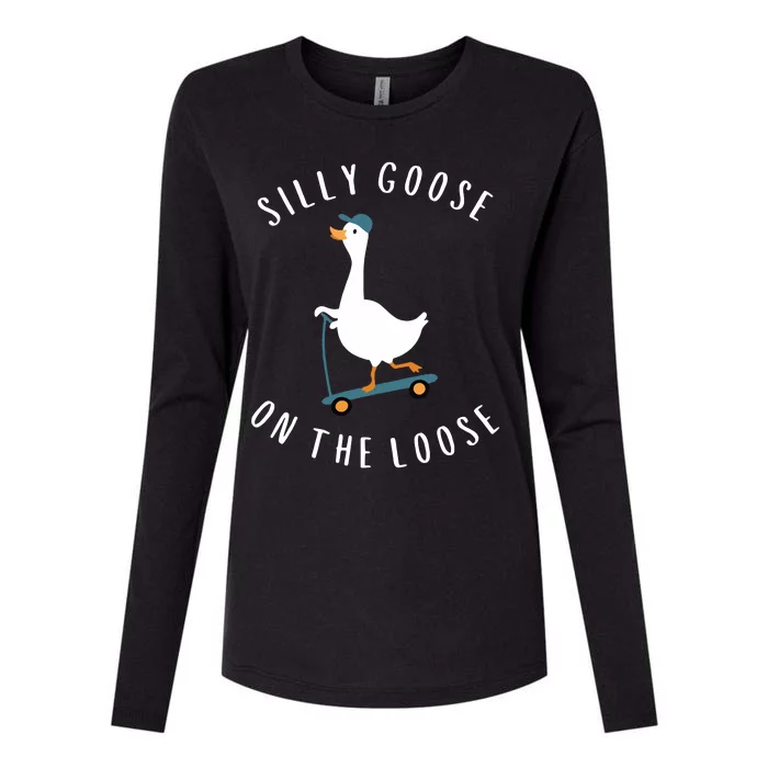 Silly Goose On The Loose Womens Cotton Relaxed Long Sleeve T-Shirt