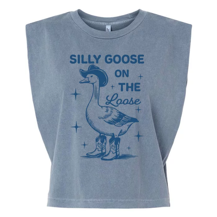 Silly Goose On The Loose Funny Cowgirl Garment-Dyed Women's Muscle Tee