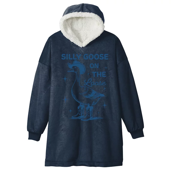 Silly Goose On The Loose Funny Cowgirl Hooded Wearable Blanket