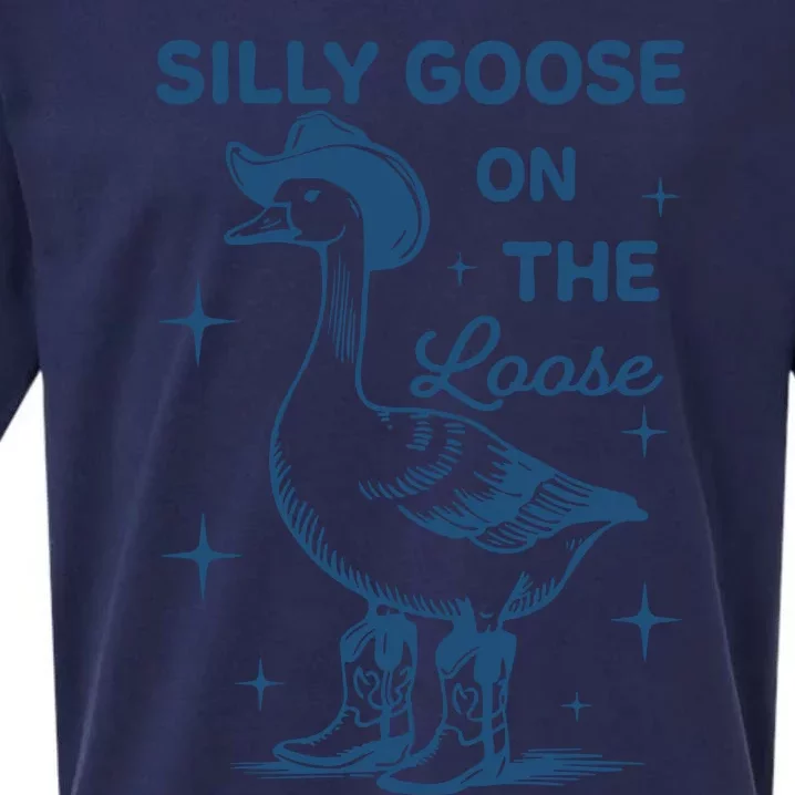 Silly Goose On The Loose Funny Cowgirl Sueded Cloud Jersey T-Shirt