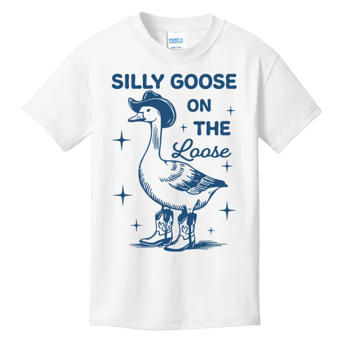 Silly Goose On The Loose Funny Cowgirl Kids T-Shirt