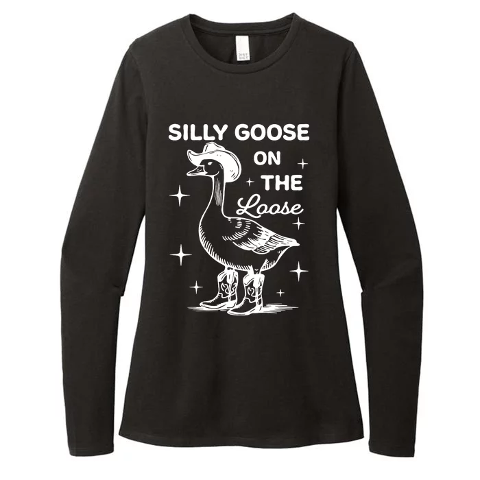 Silly Goose On The Loose Funny Cowgirl Womens CVC Long Sleeve Shirt