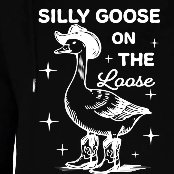 Silly Goose On The Loose Funny Cowgirl Womens Funnel Neck Pullover Hood