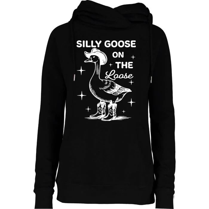 Silly Goose On The Loose Funny Cowgirl Womens Funnel Neck Pullover Hood