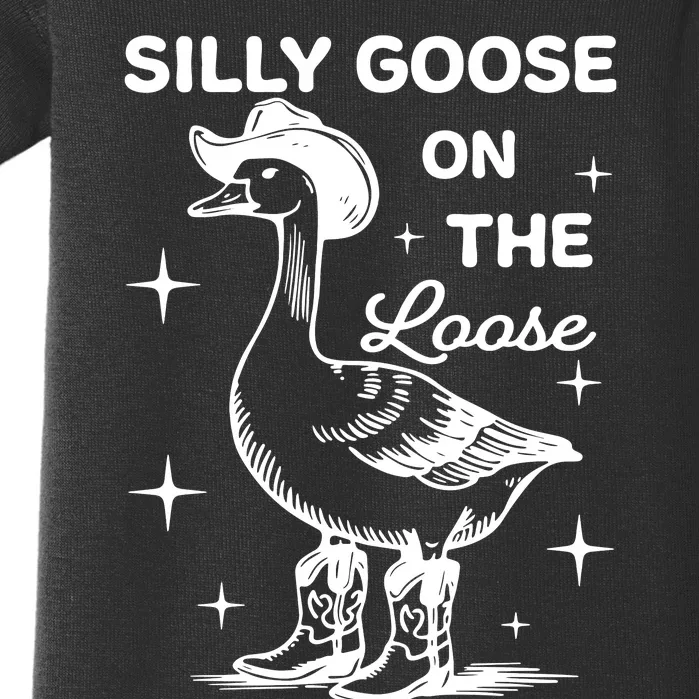 Silly Goose On The Loose Funny Cowgirl Baby Bodysuit