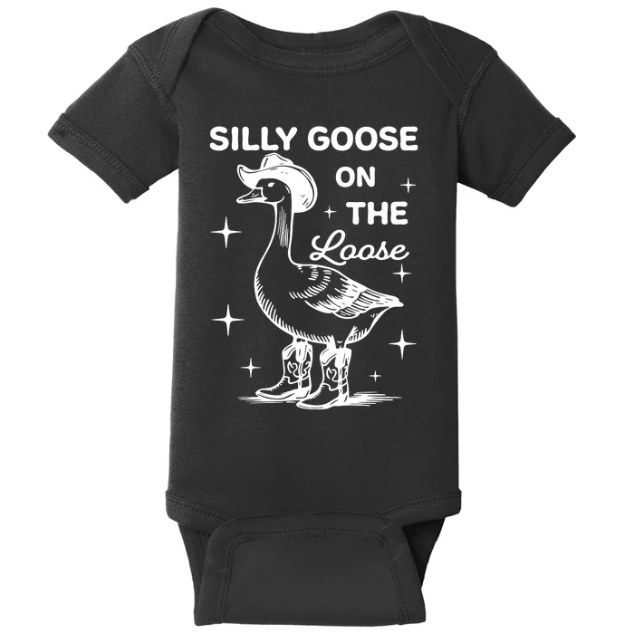 Silly Goose On The Loose Funny Cowgirl Baby Bodysuit