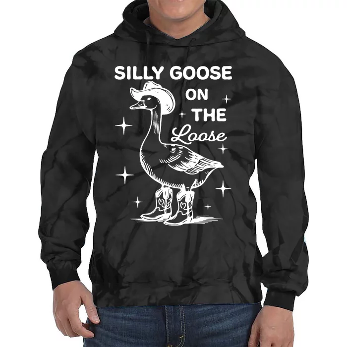 Silly Goose On The Loose Funny Cowgirl Tie Dye Hoodie