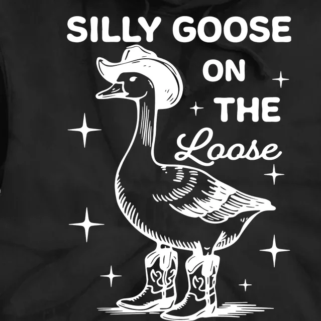 Silly Goose On The Loose Funny Cowgirl Tie Dye Hoodie