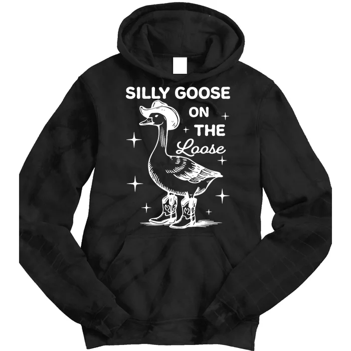 Silly Goose On The Loose Funny Cowgirl Tie Dye Hoodie