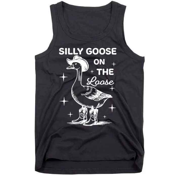 Silly Goose On The Loose Funny Cowgirl Tank Top