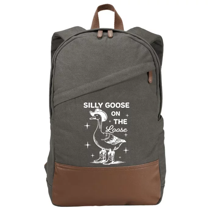 Silly Goose On The Loose Funny Cowgirl Cotton Canvas Backpack