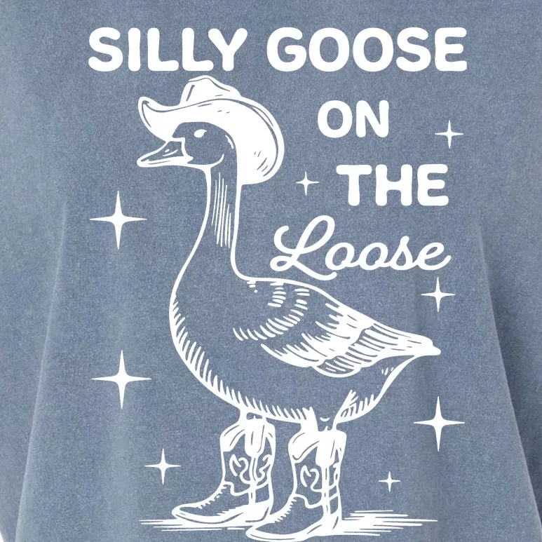 Silly Goose On The Loose Funny Cowgirl Garment-Dyed Women's Muscle Tee