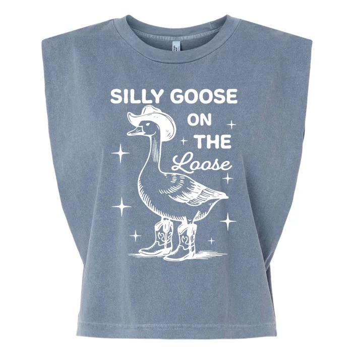 Silly Goose On The Loose Funny Cowgirl Garment-Dyed Women's Muscle Tee