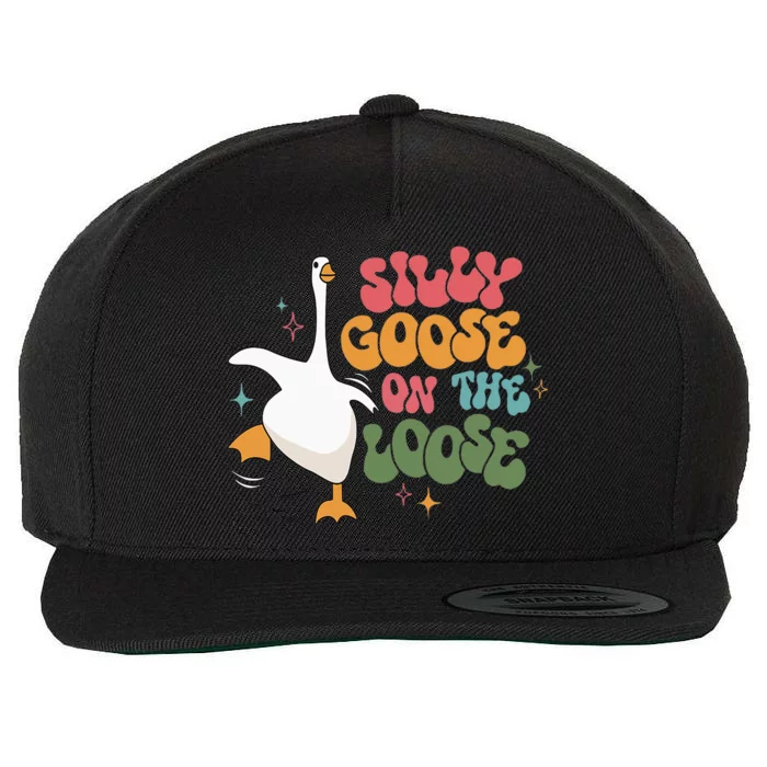 Silly Goose On The Loose Retro Groovy Silly Goose Club Wool Snapback Cap