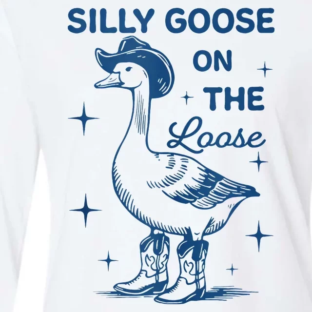 Silly Goose On The Loose Womens Cotton Relaxed Long Sleeve T-Shirt