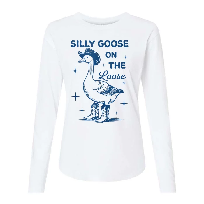 Silly Goose On The Loose Womens Cotton Relaxed Long Sleeve T-Shirt