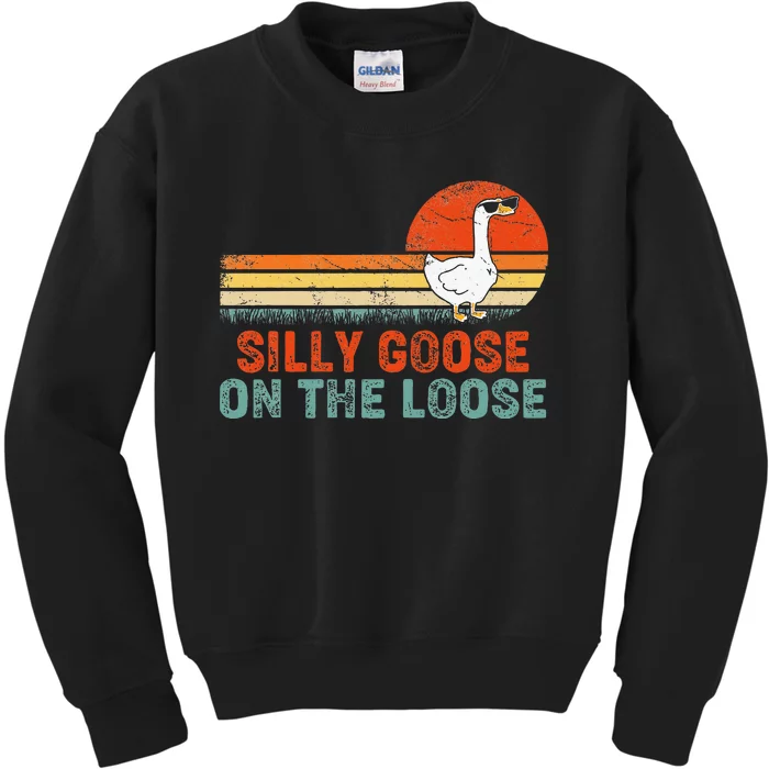 Silly Goose On The Loose Funny Vintage Silliest Goose Kids Sweatshirt