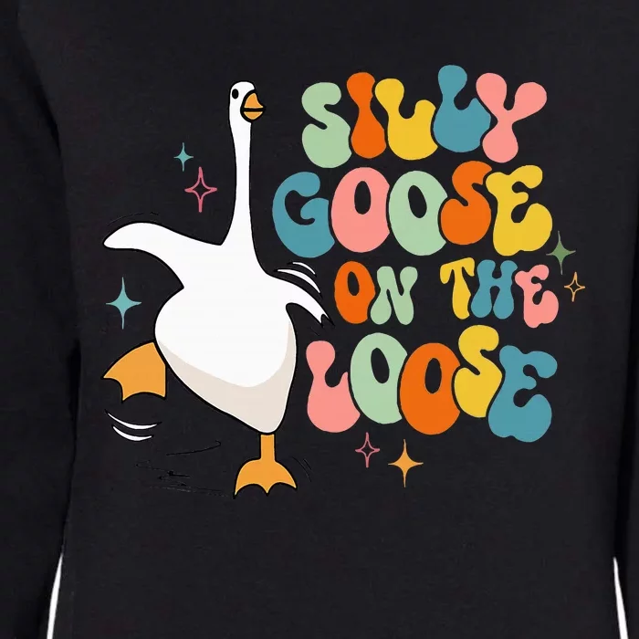 Silly Goose On The Loose Retro Groovy Silly Goose Club Womens California Wash Sweatshirt