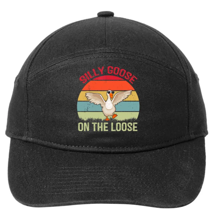 Silly Goose On The Loose Funny Saying 7-Panel Snapback Hat