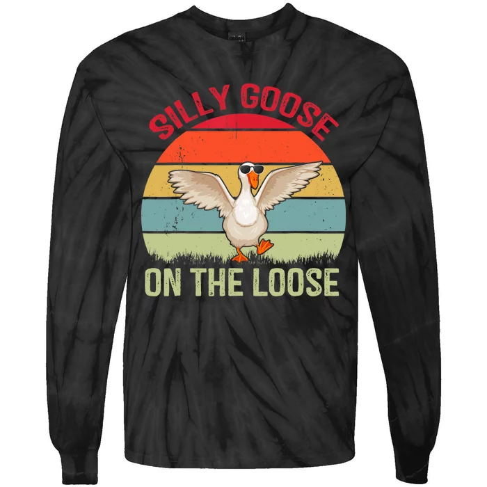 Silly Goose On The Loose Funny Saying Tie-Dye Long Sleeve Shirt