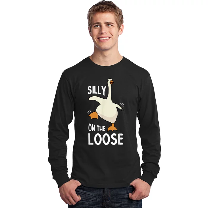 Silly Goose On The Loose Vintage Retro Sunset Long Sleeve Shirt