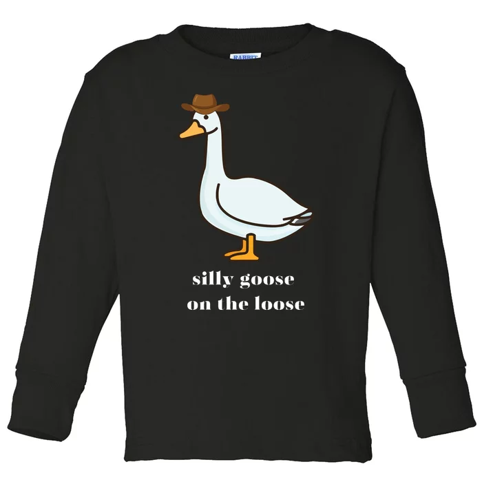 Silly Goose On The Loose Cowboy Duck Toddler Long Sleeve Shirt