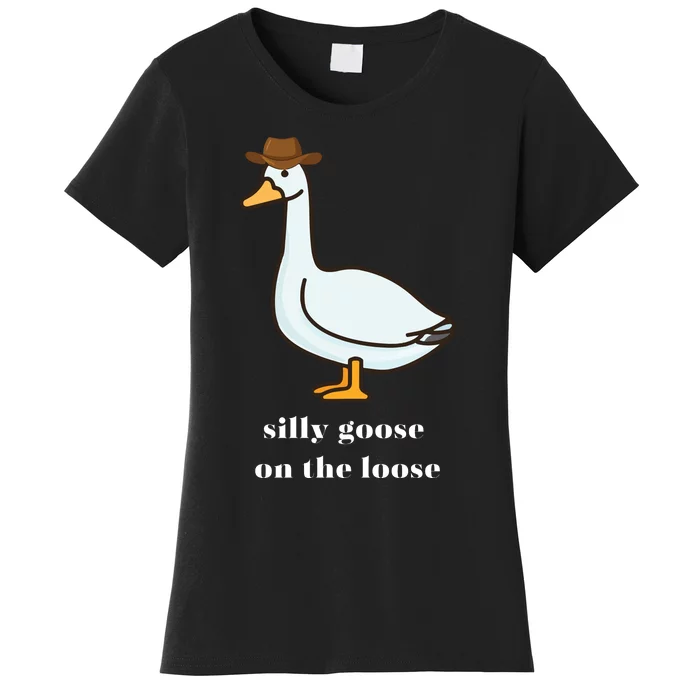 Silly Goose On The Loose Cowboy Duck Women's T-Shirt