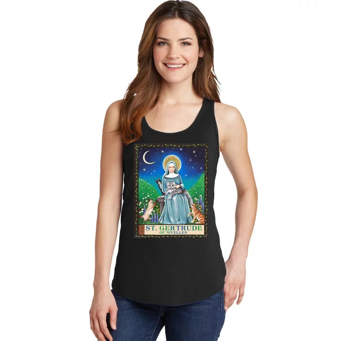 St. Gertrude Of Nivelles Patron Saint Of Cats Lovers Gifts Ladies Essential Tank