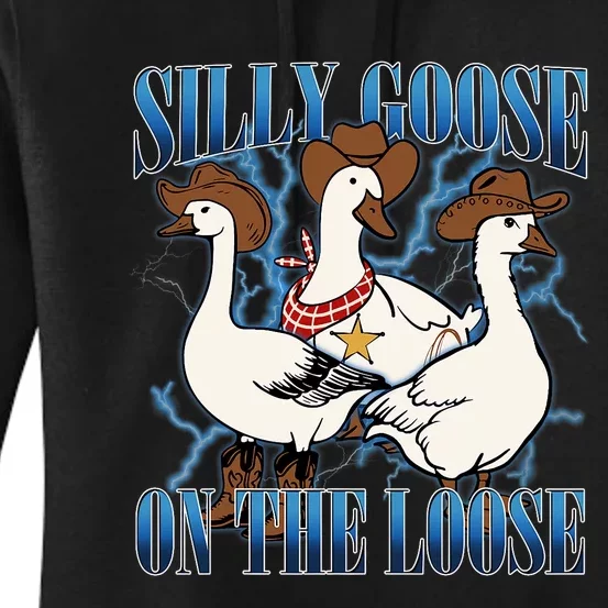 Silly Goose On The Loose Retro Groovy Silly Goose Club Women's Pullover Hoodie