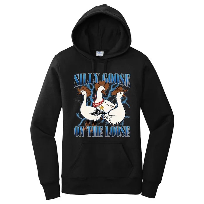 Silly Goose On The Loose Retro Groovy Silly Goose Club Women's Pullover Hoodie