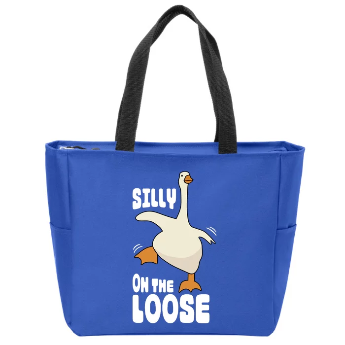 Silly Goose On The Loose Funny Goose Quote Zip Tote Bag