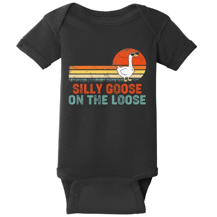 Silly Goose On The Loose Funny Vintage Silliest Goose Baby Bodysuit