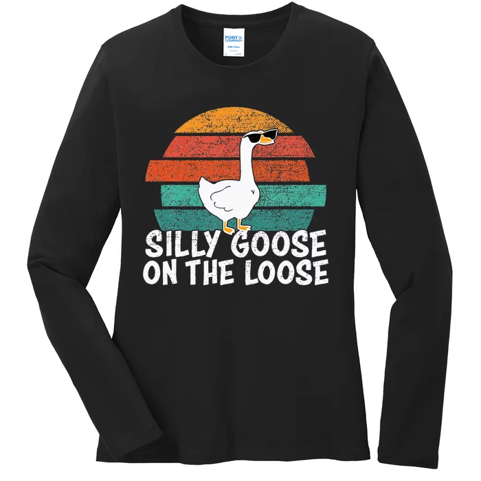 Silly Goose On The Loose Ladies Long Sleeve Shirt