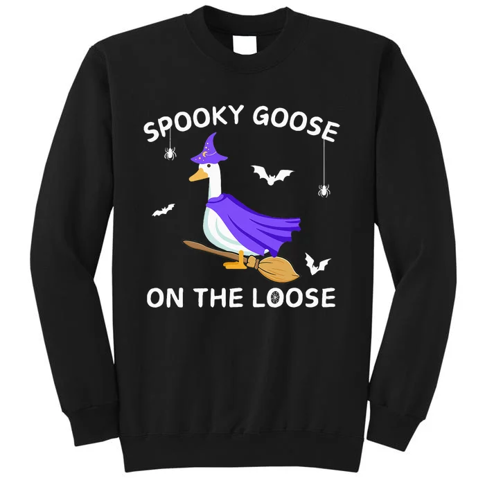 Spooky Goose On The Loose Witch Silly Goose Animal Halloween Sweatshirt