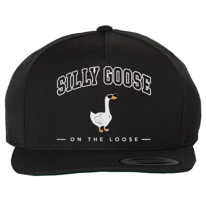 Silly Goose On The Loose Funny Silly Goose University Wool Snapback Cap