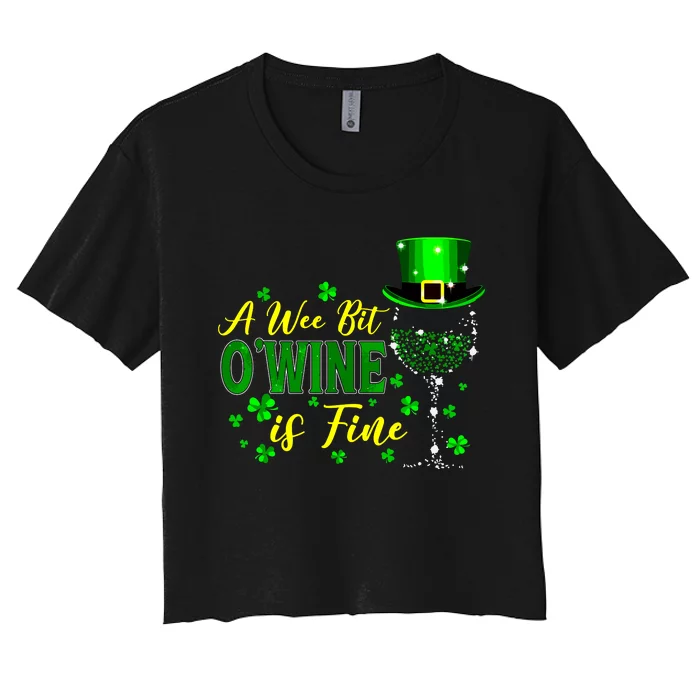 Shamrock Glasses Of Wine St Patricks Day Drinking Leprechaun Women's Crop Top Tee