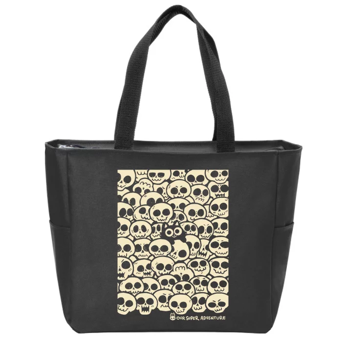 Sarah Graley Our Super Adventure Skull Cat Zip Tote Bag