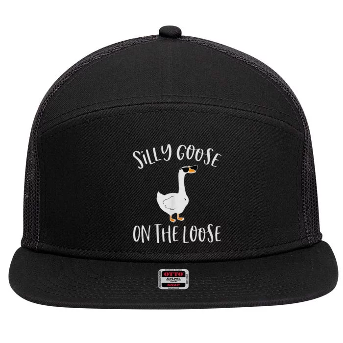 Silly Goose On The Loose Funny Saying 7 Panel Mesh Trucker Snapback Hat