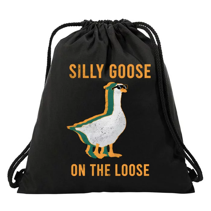 Silly Goose On The Loose Retro Drawstring Bag