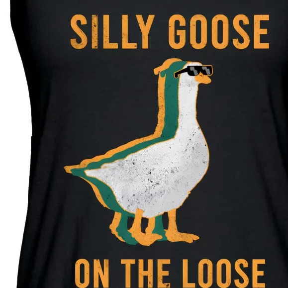 Silly Goose On The Loose Retro Ladies Essential Flowy Tank