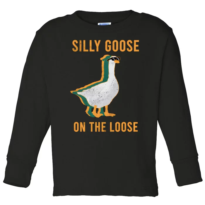 Silly Goose On The Loose Retro Toddler Long Sleeve Shirt